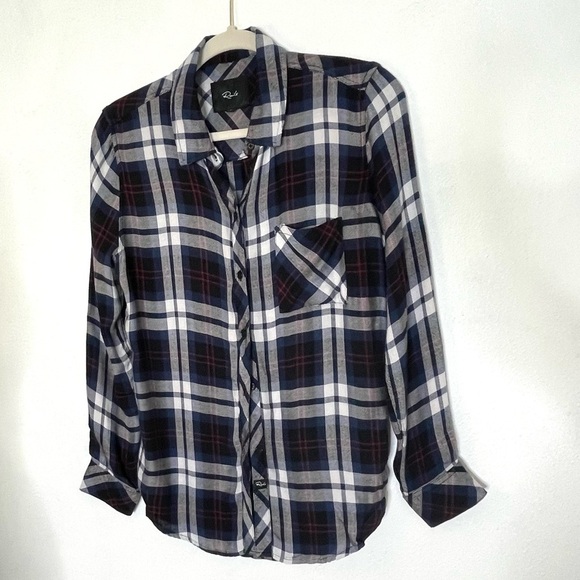 Rails Blue White Plaid Hunter Long Sleeve Button Down Shirt. Size Small - Picture 4 of 9